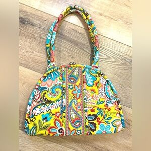 Vera Bradley Purse Eloise Provencal Kiss Clasp Yellow Floral Paisley